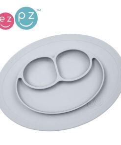 Silikonowy talerzyk z podkładką mały 2w1 Mini Mat, Pastelowa szarość