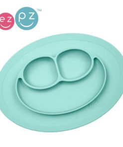 Silikonowy talerzyk z podkładką mały 2w1 Mini Mat, Pastelowy niebieski