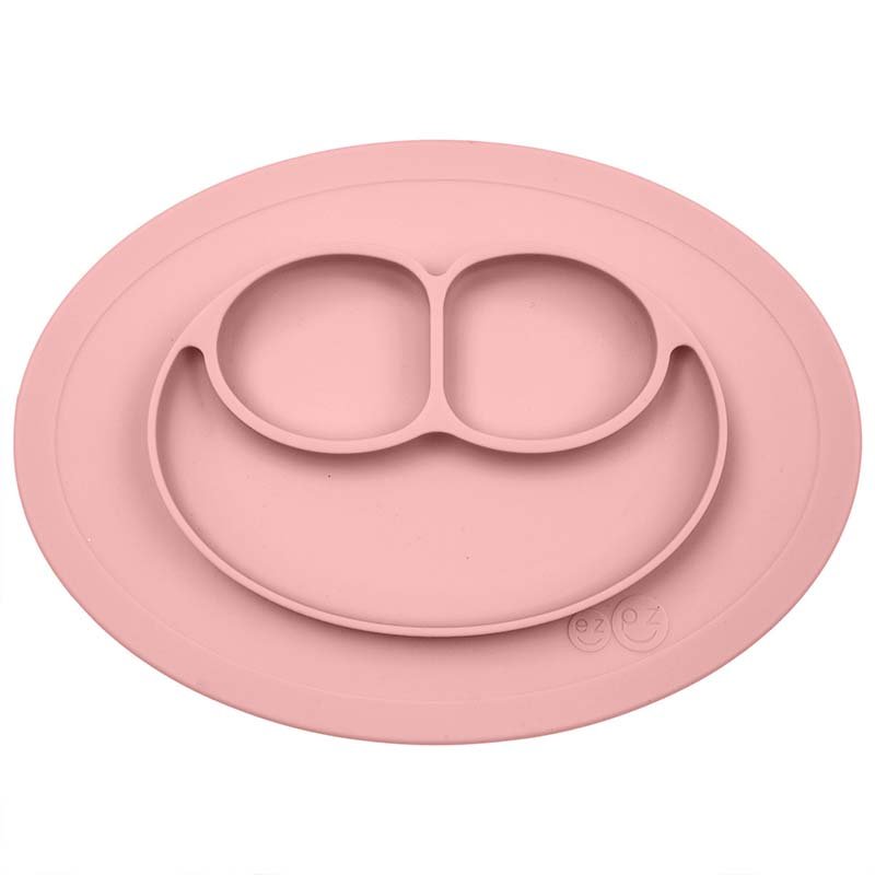 Silikonowy talerzyk z podkładką mały 2w1 Mini Mat, Pastelowy róż - obrazek 6