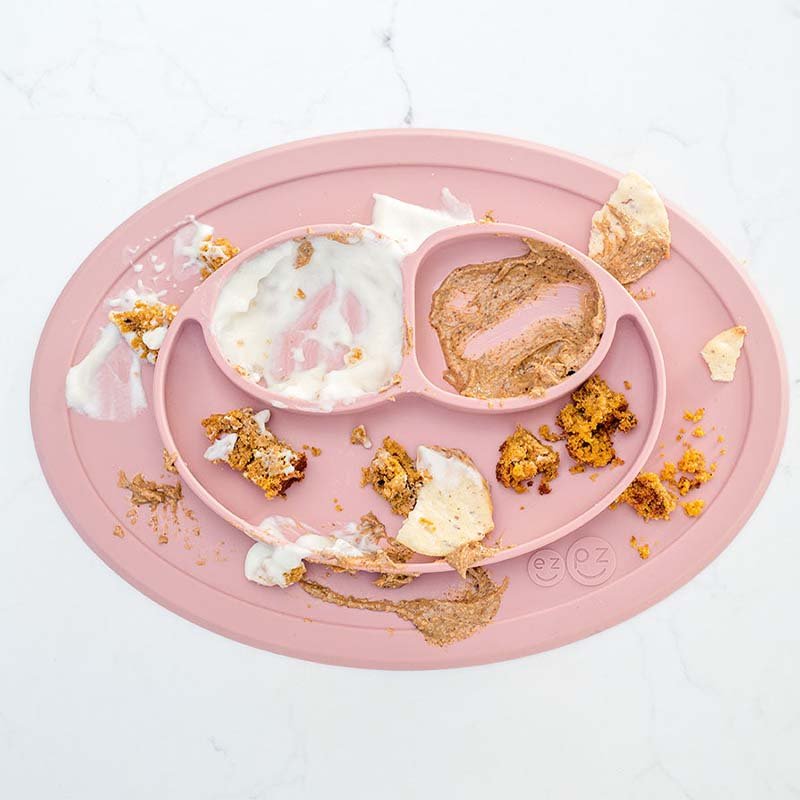 Silikonowy talerzyk z podkładką mały 2w1 Mini Mat, Pastelowy róż - obrazek 7