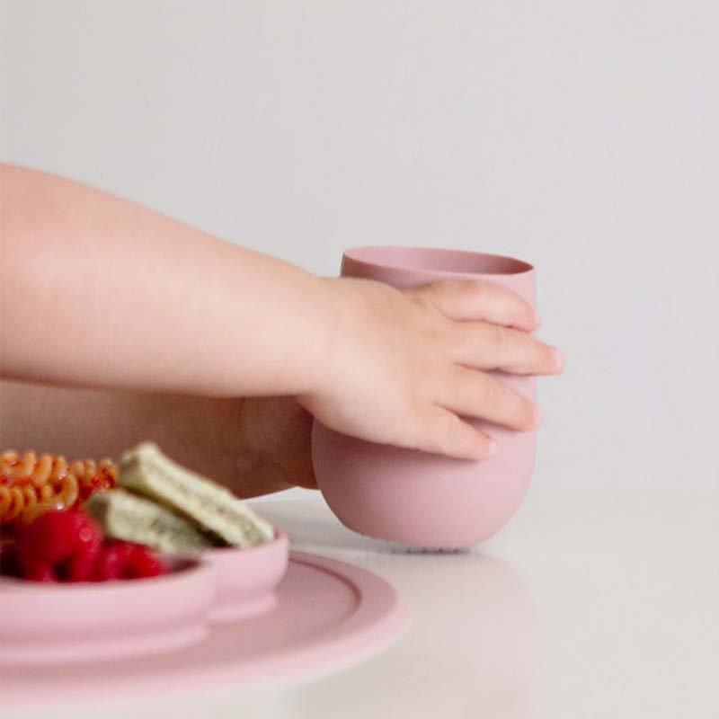 Silikonowy talerzyk z podkładką mały 2w1 Mini Mat, Pastelowy róż - obrazek 8