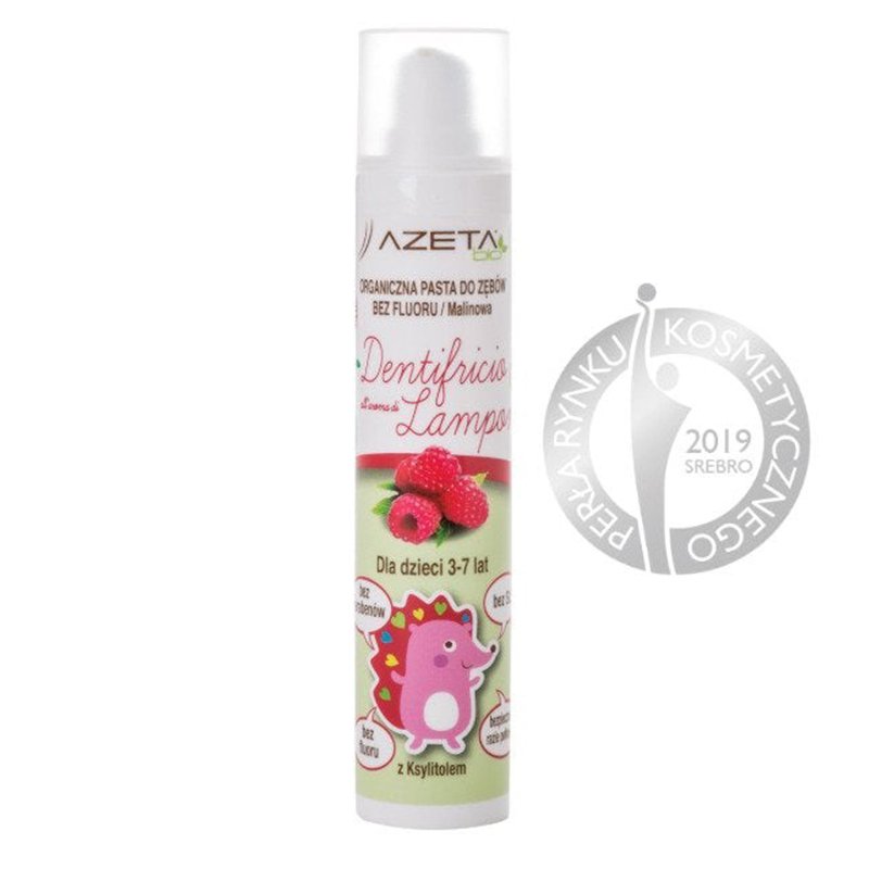 Organiczna Pasta do Zębów dla Dzieci bez Fuoru dla Dzieci 3-7 lat Malinowa, 50 ml