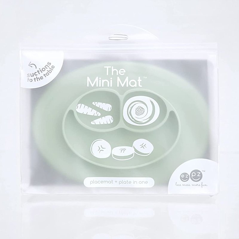 Silikonowy talerzyk z podkładką mały 2w1 Mini Mat, Pastelowa szarość - obrazek 3