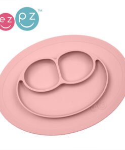 Silikonowy talerzyk z podkładką mały 2w1 Mini Mat, Pastelowy róż
