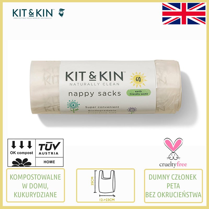 Biodegradable Nappy Bags, 60 szt, Kit&Kin - obrazek 3