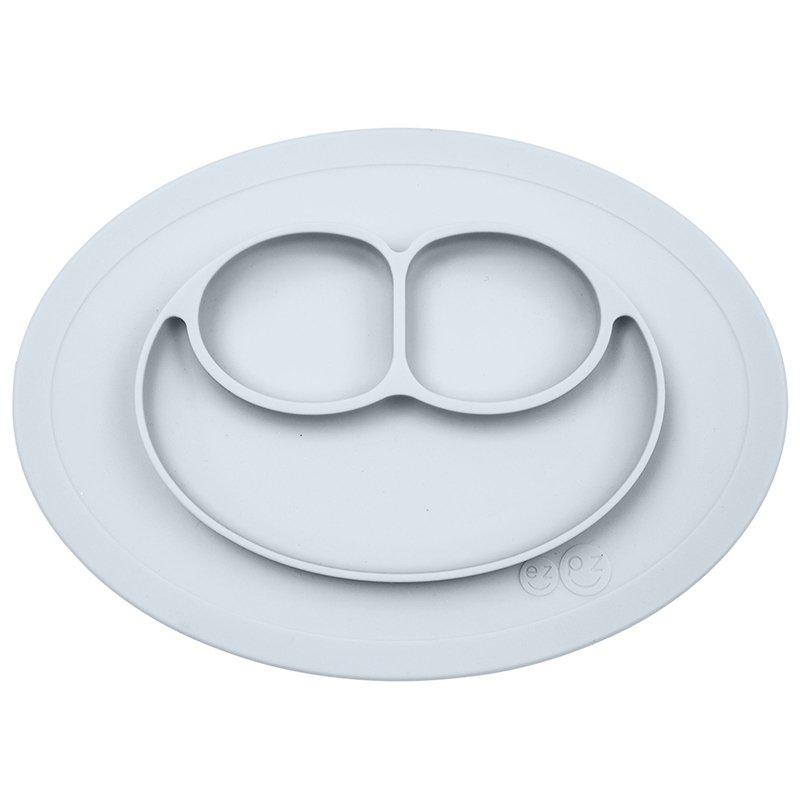 Silikonowy talerzyk z podkładką mały 2w1 Mini Mat, Pastelowa szarość - obrazek 7