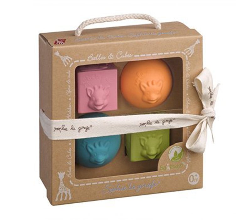 Zestaw kolorowych piłek i kostek, So' Pure, Żyrafa®, 3+m