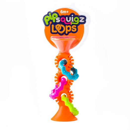 Bobo Przyssawki Grzechotka PipSquigz Loops,Pomarańczowa,  6+m