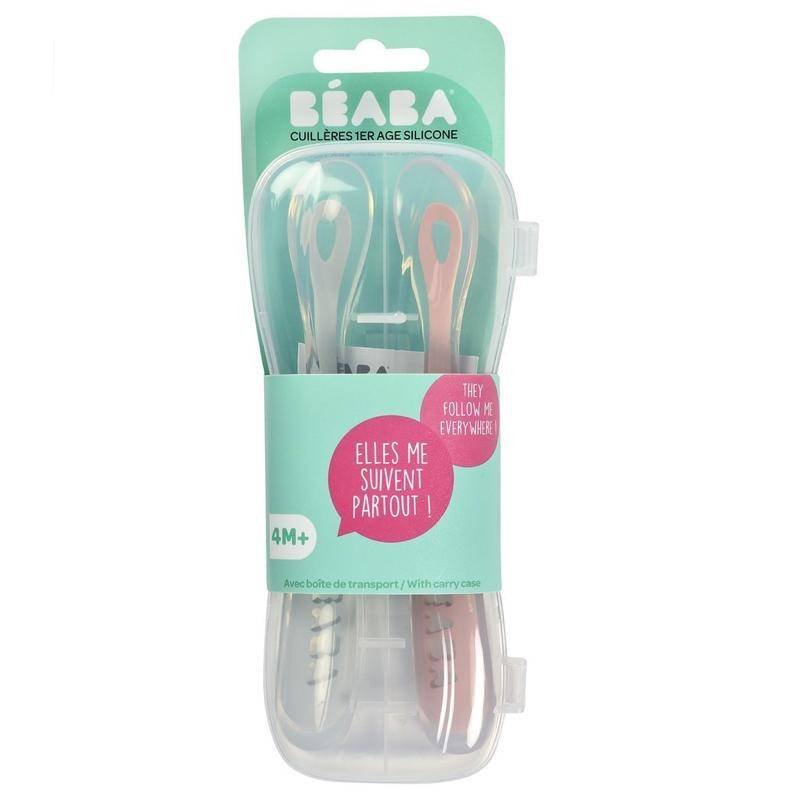 Zestaw łyżeczek silikonowych 4 m+ Old Pink, 2 szt. - obrazek 2