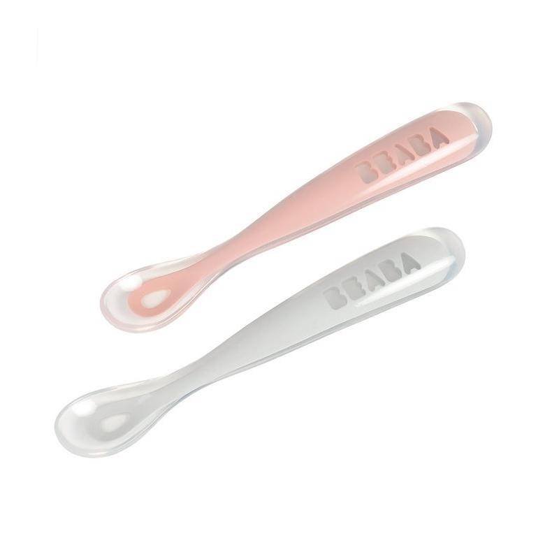 Zestaw łyżeczek silikonowych 4 m+ Old Pink, 2 szt.