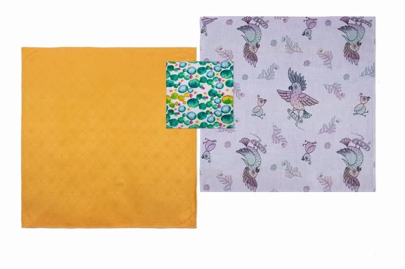 Zestaw Pieluszek Bambusowych, Papugi, Żółty - obrazek 2