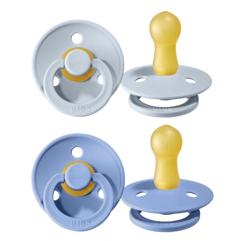 BIBS COLOUR 2-pack Smoczek Uspokajający kauczuk Hevea, SkyBlue&BabyBlue