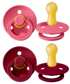 BIBS COLOUR 2-pack Smoczek Uspokajający kauczuk Hevea, Coral&Ruby