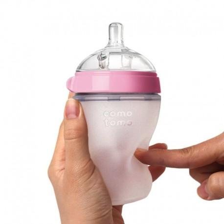 Antykolkowa butelka silikonowa Comotomo, Pink NEWBORN, 150 ml - obrazek 4