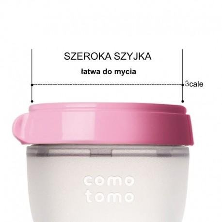 Antykolkowa butelka silikonowa Comotomo, Pink NEWBORN, 150 ml - obrazek 7