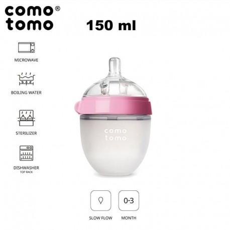 Antykolkowa butelka silikonowa Comotomo, Pink NEWBORN, 150 ml - obrazek 2