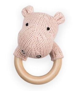 Grzechotka z gryzakiem drewnianym, Hippo Blush