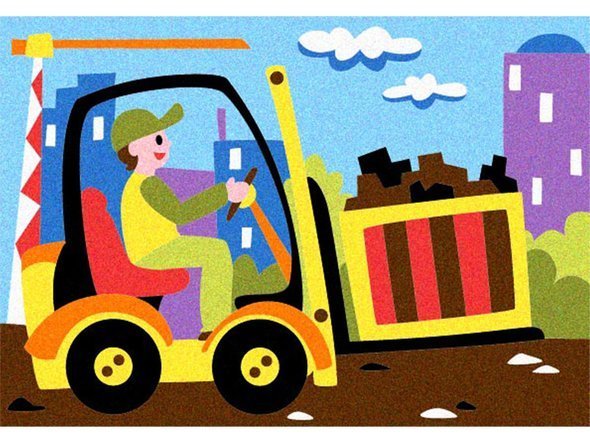 Album do kolorowania piaskiem, Pojazdy budowlane, 5+ - obrazek 3